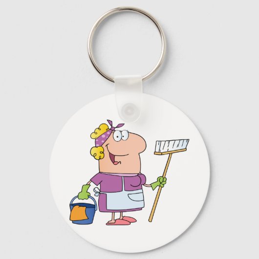 Cartoon Cleaning Lady Sleutelhanger (Voorkant)