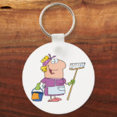 Cartoon Cleaning Lady Sleutelhanger (Voorkant)