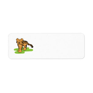 Cartoon Clip Art Bengal Tiger Big Cat met Stripes Etiket