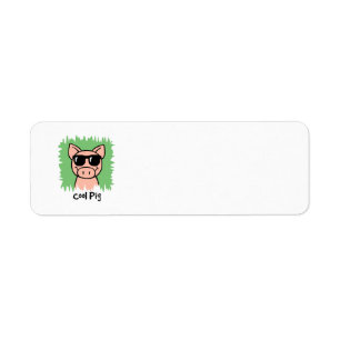 Cartoon Clip Art Koele Varken met Zonnebril Etiket