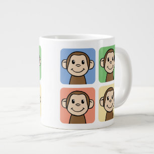Cartoon-clip-art met 4 blije apen extra grote beker