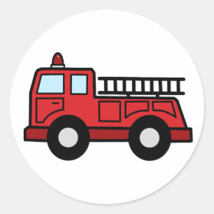 Cartoon Clip Art Vuurtruck Vrachtwagen noodvoertui Ronde Sticker