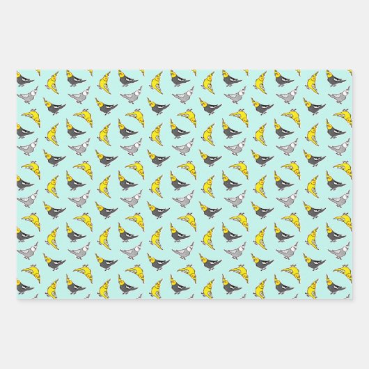 Cartoon Cockatiels Patroon Inpakpapier Vel (Voorkant 2)