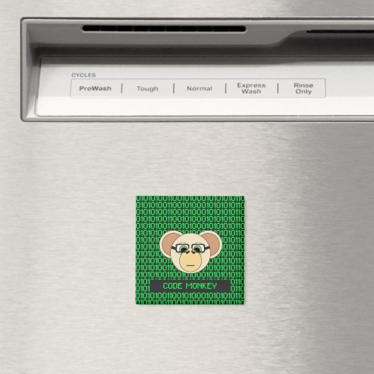 Cartoon Code Monkey Geek Magneet (Insitu (Vaatwasser))