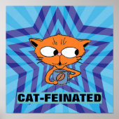 Cartoon Coffee Cat Drôle Poster fendu de chat (Devant)