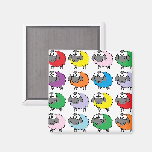 Cartoon Colorful Sheep Pattern Magneet (Voorkant / Achterkant)