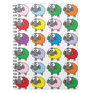 Cartoon Colorful Sheep Pattern Notitieboek