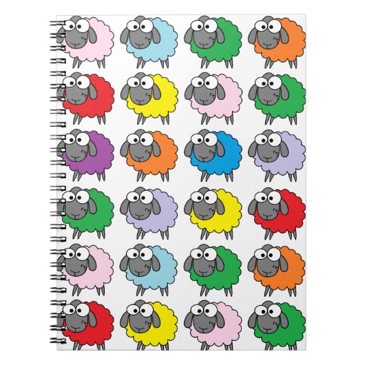 Cartoon Colorful Sheep Pattern Notitieboek (Voorkant)
