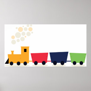Cartoon Colorful Train Poster