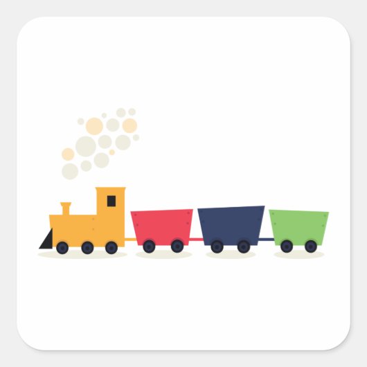 Cartoon Colorful Train Vierkante Sticker (Voorkant)