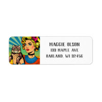 Cartoon Comic Pop Kunst Vrouwen Holding Cat