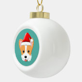 Cartoon Corgi Kerstkerstkerstkerstkerstkerstkerstk Keramische Bal Ornament (Rechts)