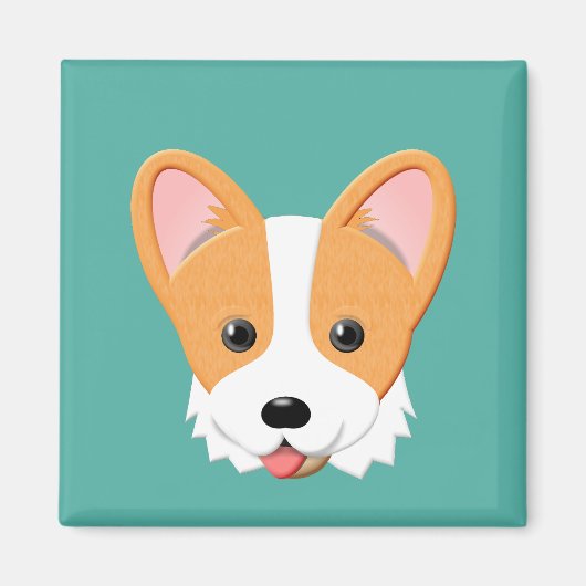 Cartoon Corgi Magneet (Voorkant)