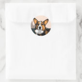 Cartoon Corgi Ronde Sticker (Tas)