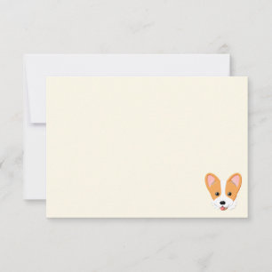 Cartoon Corgi Wit Kleurschort Crème Off Witte Notitiekaartje