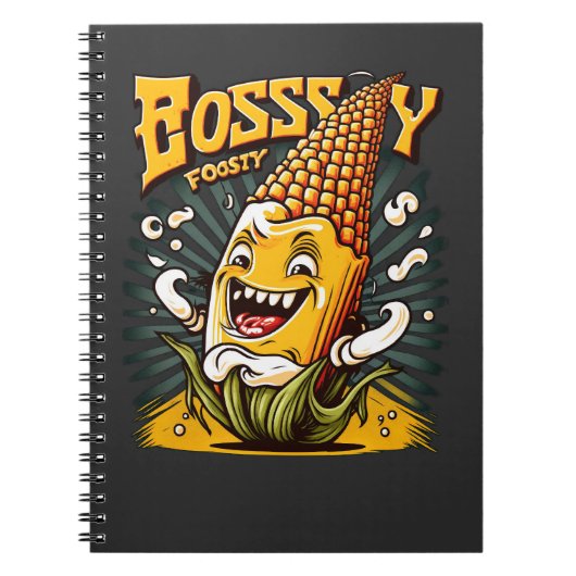 Cartoon Corn Cob grappige retro  komiek Notitieboek (Voorkant)