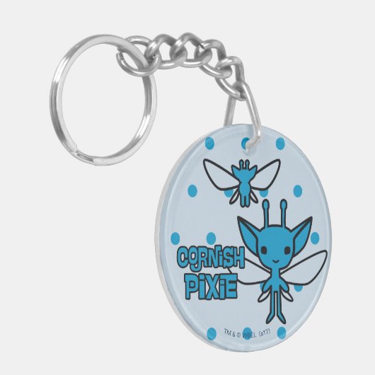 Cartoon Cornish Pixie Character Art Sleutelhanger (Voorkant Links)