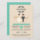 Cartoon Couple Faire-part de mariage (CA) (Devant / Derrière)