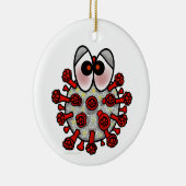 Cartoon COVID-19 kerstversiering Keramisch Ornament (Rechts)