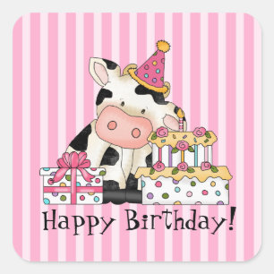 Cartoon Cow Célébration de fête autocollant