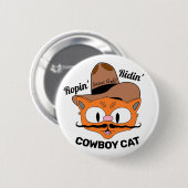 Cartoon Cowboy Cat. Ronde Button 5,7 Cm (Voorkant /achterkant)