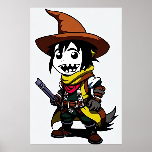 Cartoon cowboy heks | AI Art Poster (Voorkant)