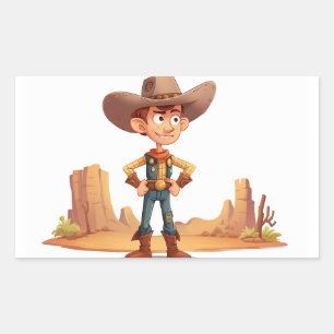 Cartoon Cowboy Rechthoekige Sticker