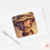Cartoon Cowboy Vierkante Sticker (Envelop)