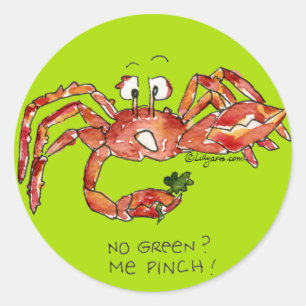 Cartoon Crab met klaverSticker Ronde Sticker