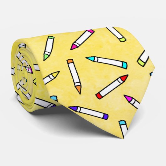 Cartoon Crayon Pattern Decoratief Stropdas (Opgerold)