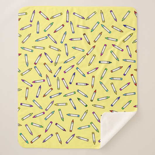 Cartoon Crayon Pattern Sherpa Deken (Voorkant)