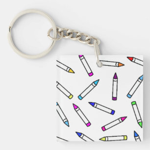 Cartoon Crayon Pattern Sleutelhanger