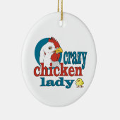 Cartoon Crazy Chicken Lady Keramisch Ornament (Rechts)
