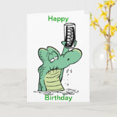Cartoon crocodile amusant carte d'anniversaire (Fleur jaune)