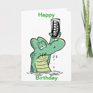 Cartoon crocodile amusant carte d'anniversaire