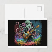 Cartoon Cthulhu Rock 'n Roll Briefkaart (Voorkant / Achterkant)