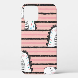 Cartoon Cute Dinosaurus  naadloos patroon. C iPhone 12 Hoesje