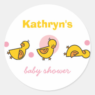 Cartoon Cute Duckies Baby shower Gift Label Sticke