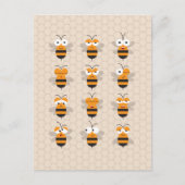 Cartoon Cute Funny Honey Bee Honeycomb Briefkaart (Voorkant)