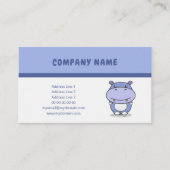 Cartoon Cute Hippo Visitekaartje (Voorkant)