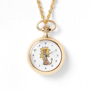 cartoon cute lion kids retro safari jungle animal  horloge