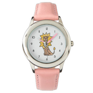 cartoon cute lion kids retro safari jungle animal horloge