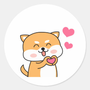 Cartoon Cute Shiba Inu Ronde Sticker