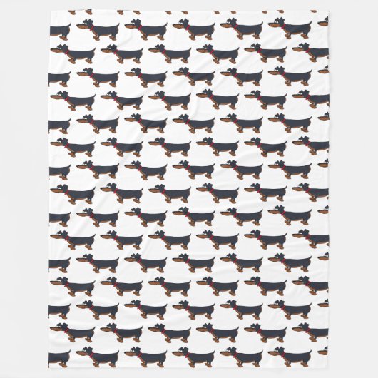 Cartoon Dachshund Dog Fleece Blanket Deken (Voorkant)