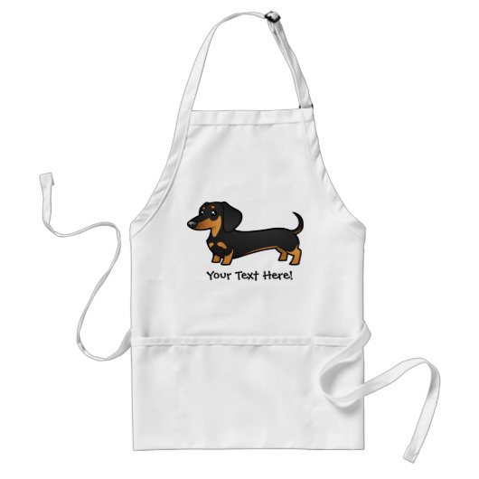 Cartoon Dachshund (gladde jas) Standaard Schort (Voorkant)
