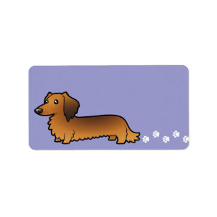 Cartoon Dachshund (longhair) Etiket