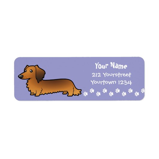 Cartoon Dachshund (longhair) Etiket (Voorkant)