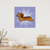 Cartoon Dachshund (longhair) Poster (Keuken)