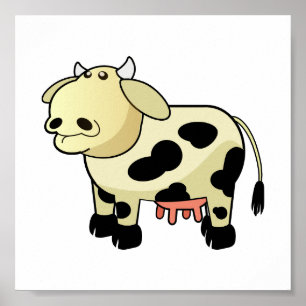 Cartoon Dairy Koe Canvas afdrukken Poster