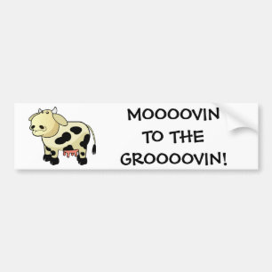 Cartoon Dairy Koe "MOOOVIN!" Bumpersticker